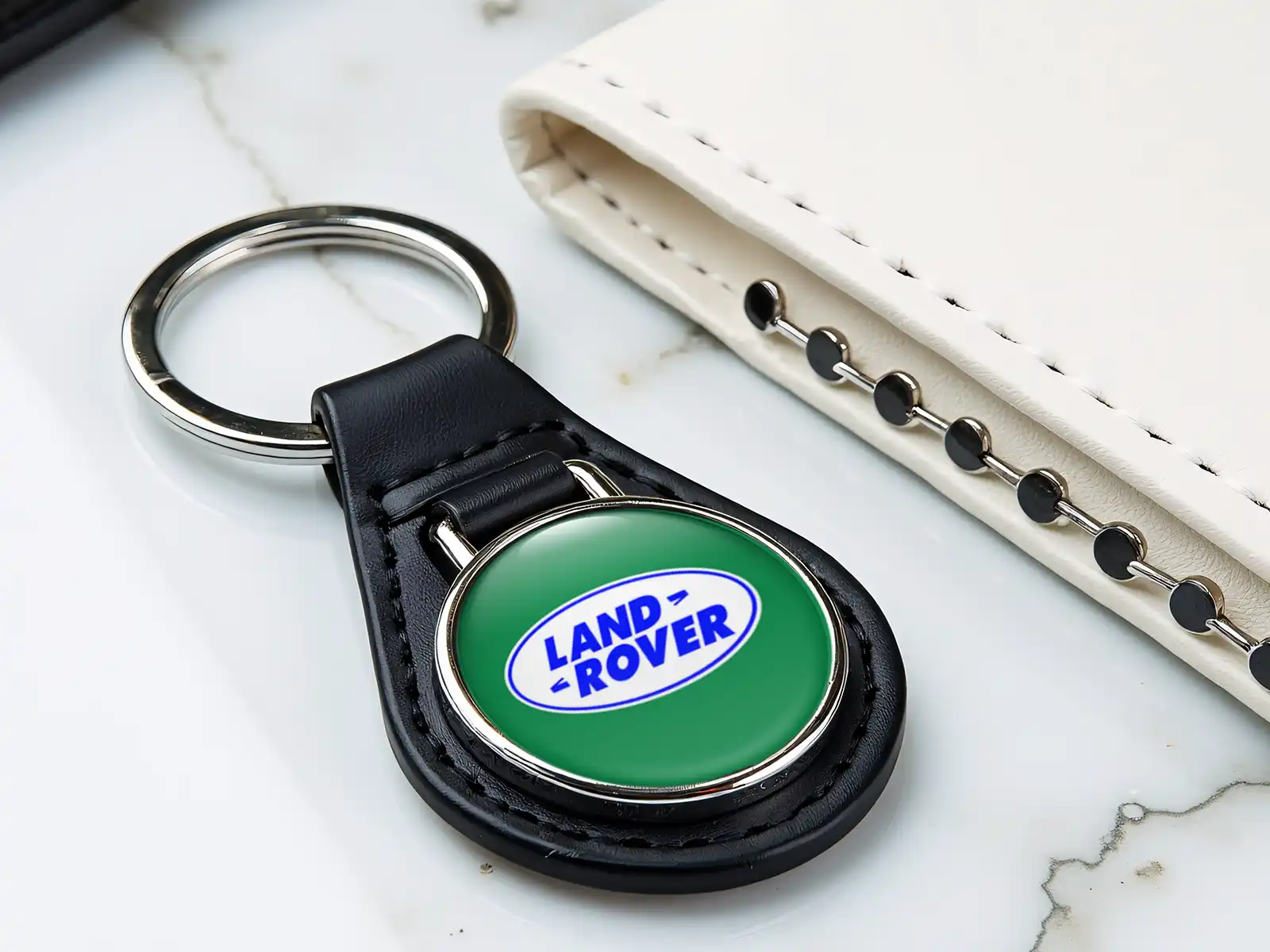 Land Rover Porta Anelli Chiavi In Pelle Sodo Lucido Stile Sport